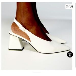 Zara white wide heeled slingbacks